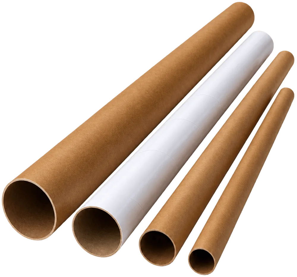 Tubos de papel para filmes e papéis, em diferentes acabamentos